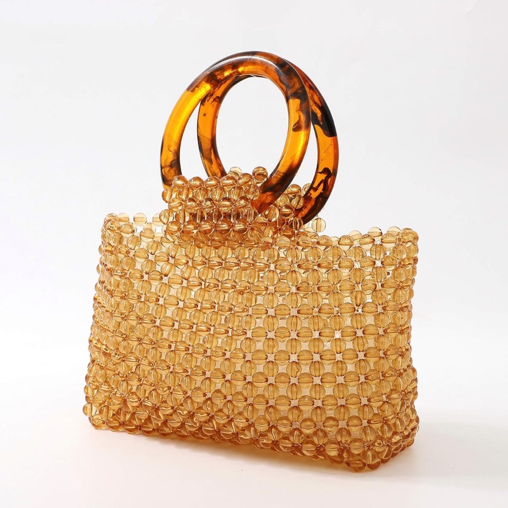 Amber Transparent Beaded Acrylic HandBag Wedding, Casual like Cult Gaia Custom